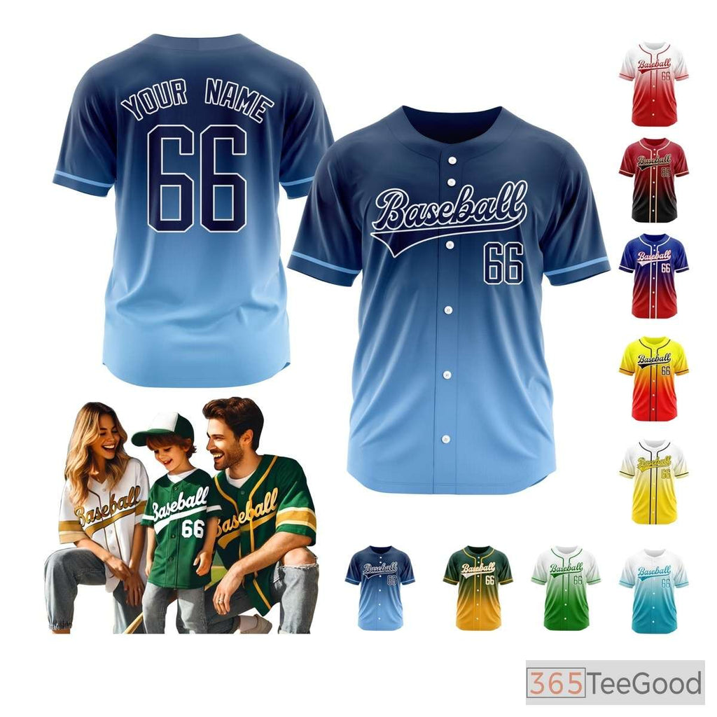Blue Baseball Jersey Tee for Men & Women - Personalize with Stitched & Printed Team Details