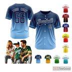 Blue Baseball Jersey Tee for Men & Women - Personalize with Stitched & Printed Team Details