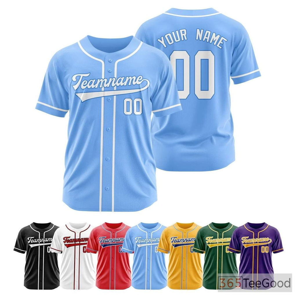 Blue Baseball Jersey Tee for Men & Women - Stitched for Personalized Game Day & Beyond