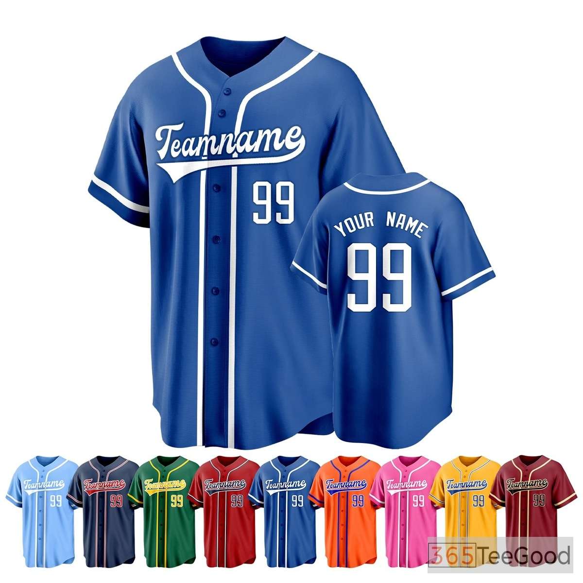 Blue Baseball Jersey Tee for Men & Women - Customize Your Player & Team Identity