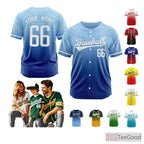 Blue Baseball Jersey Tee for Men & Women - Add Your Stitched Player Details