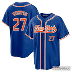Blue Baseball Jersey Tee for Men & Women - Stitched Custom Name, Number & Team Details