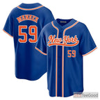 Blue Baseball Jersey Tee for Men & Women - Stitched Custom Player & Team Apparel