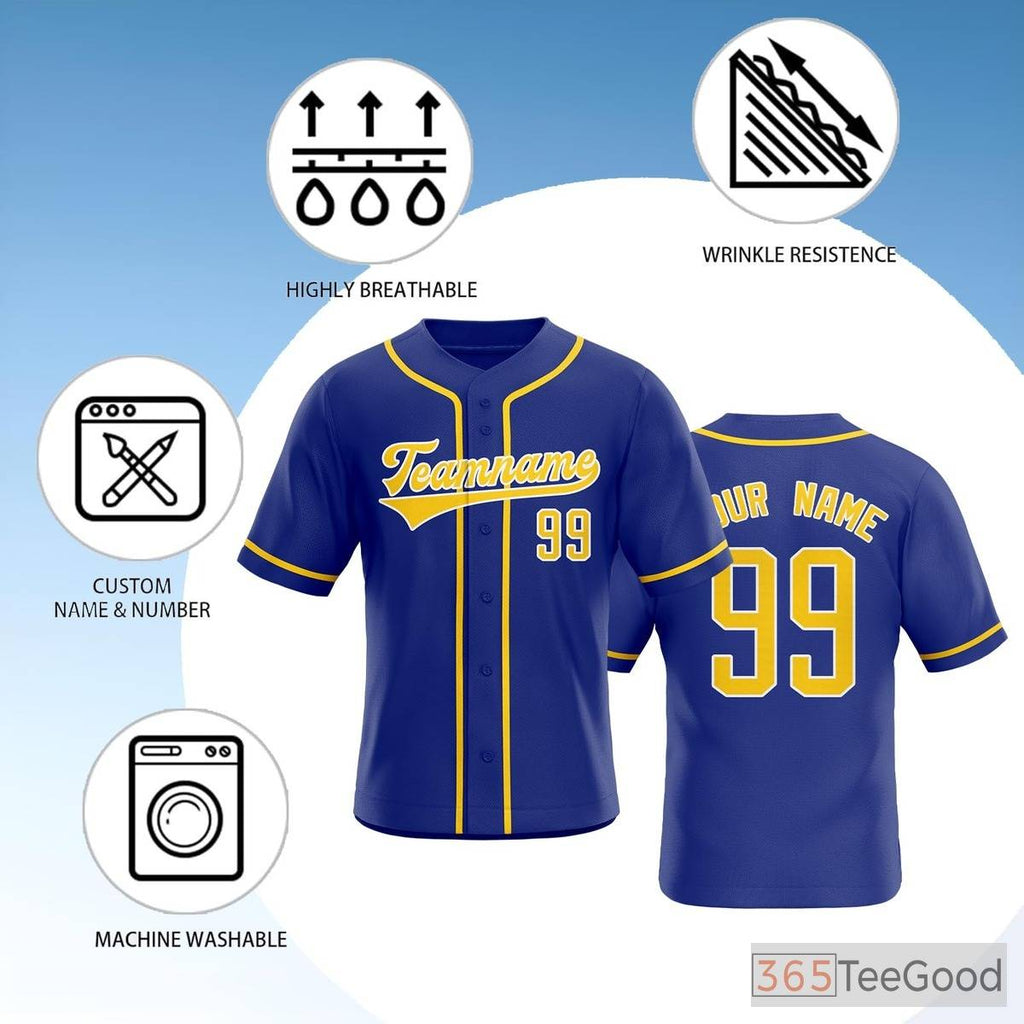 Blue Baseball Jersey Tee for Men & Women - Your Blank Canvas for Custom Apparel