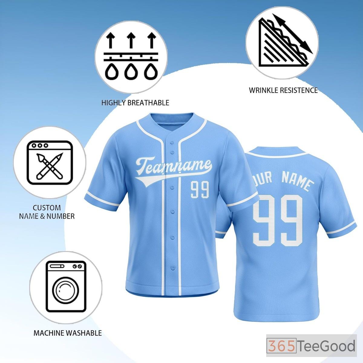 Blue Baseball Jersey Tee for Men & Women - Your Essential Customization Base