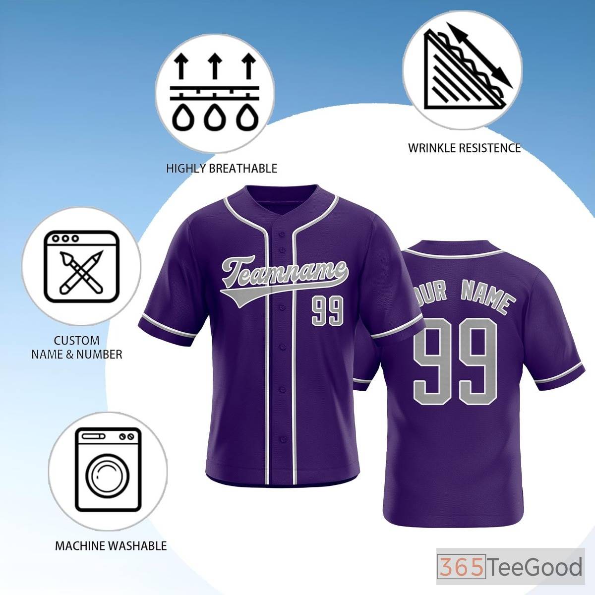 Blue Baseball Jersey Tee for Men & Women - Made for Your Custom Design Vision