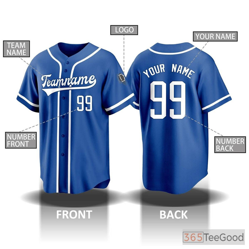 Blue Baseball Jersey Tee for Men & Women - Customize Your Player & Team Identity
