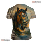Blue And Brown Fantasy Horse Graphic Novelty 3D Printed Casual Unisex T-Shirt Tops