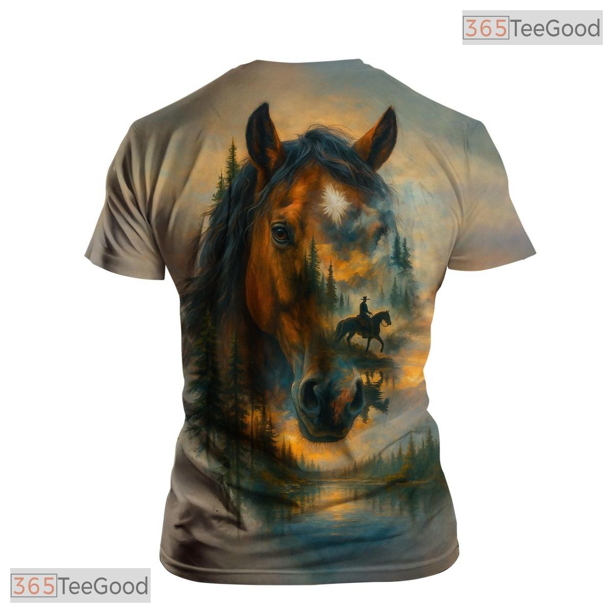 Blue And Brown Fantasy Horse Graphic Novelty 3D Printed Casual Unisex T-Shirt Tops