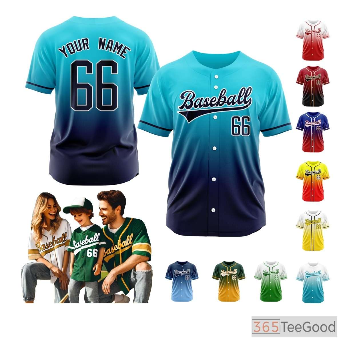 Blue Custom Baseball Jersey Tee for Men & Women - Design Your Own Stitched & Printed Details