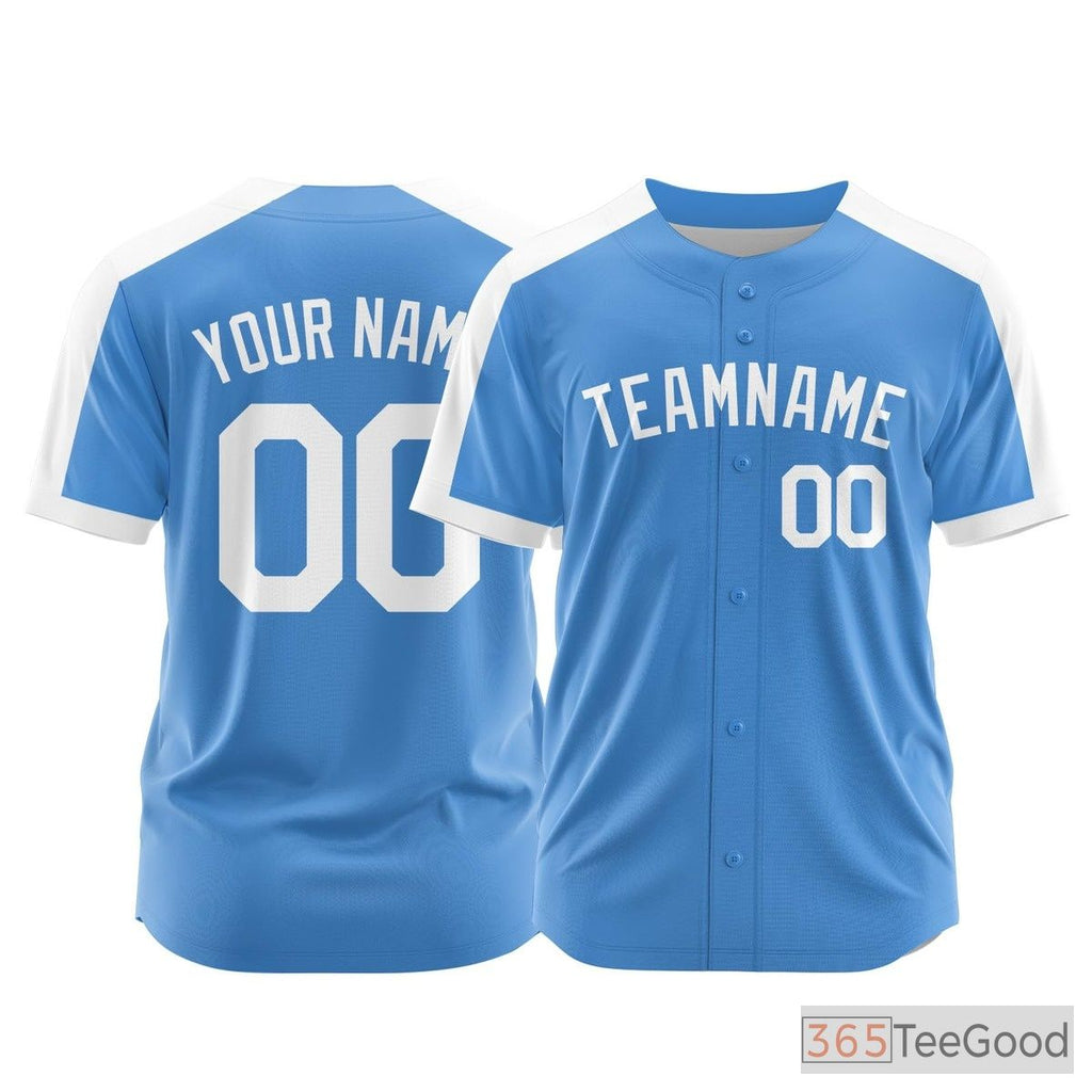 Blue Custom Baseball Jersey Tee - Personalized Stitched Name & Number for Men & Women