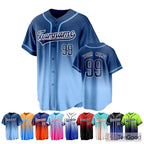 Blue Custom Baseball Jersey Tee for Men & Women - Personalize Stitched Name & Number