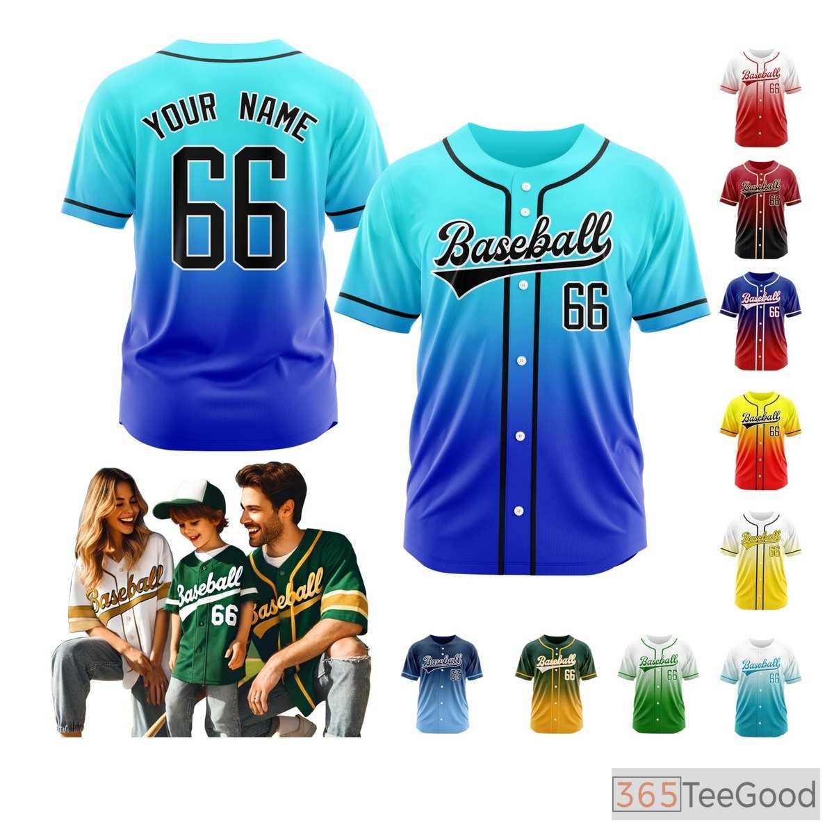 Blue Custom Baseball Jersey Tee for Men & Women - Personalize Your Stitched Design