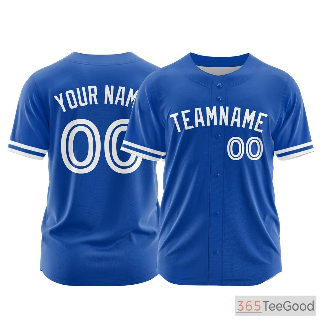 Blue Custom Baseball Jersey Tee - Stitched Name & Number Personalization for Men & Women