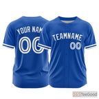 Blue Custom Baseball Jersey Tee - Stitched Name & Number Personalization for Men & Women
