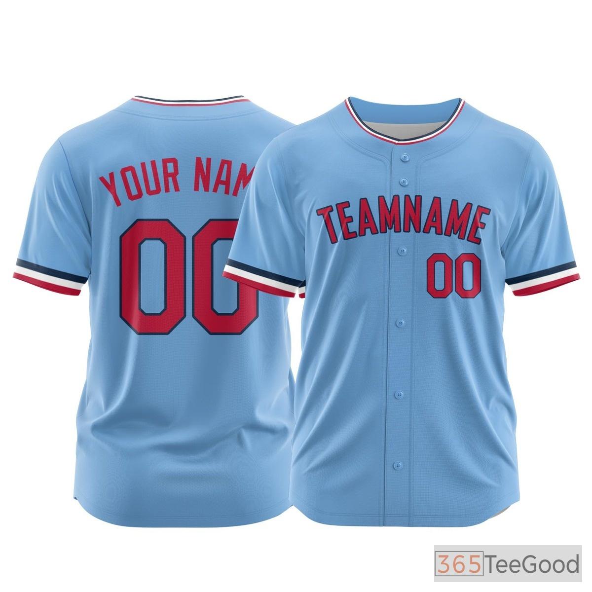 Blue Custom Baseball Jersey Tee Personalized Stitched Team Name Number for Men Women