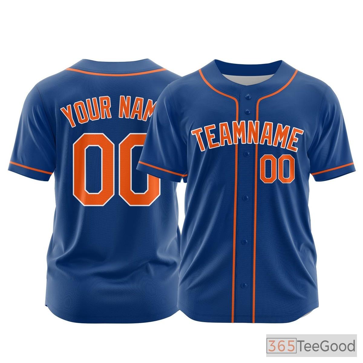 Blue Custom Baseball Jersey Tee Personalized Printed Team Name Number for Men Women