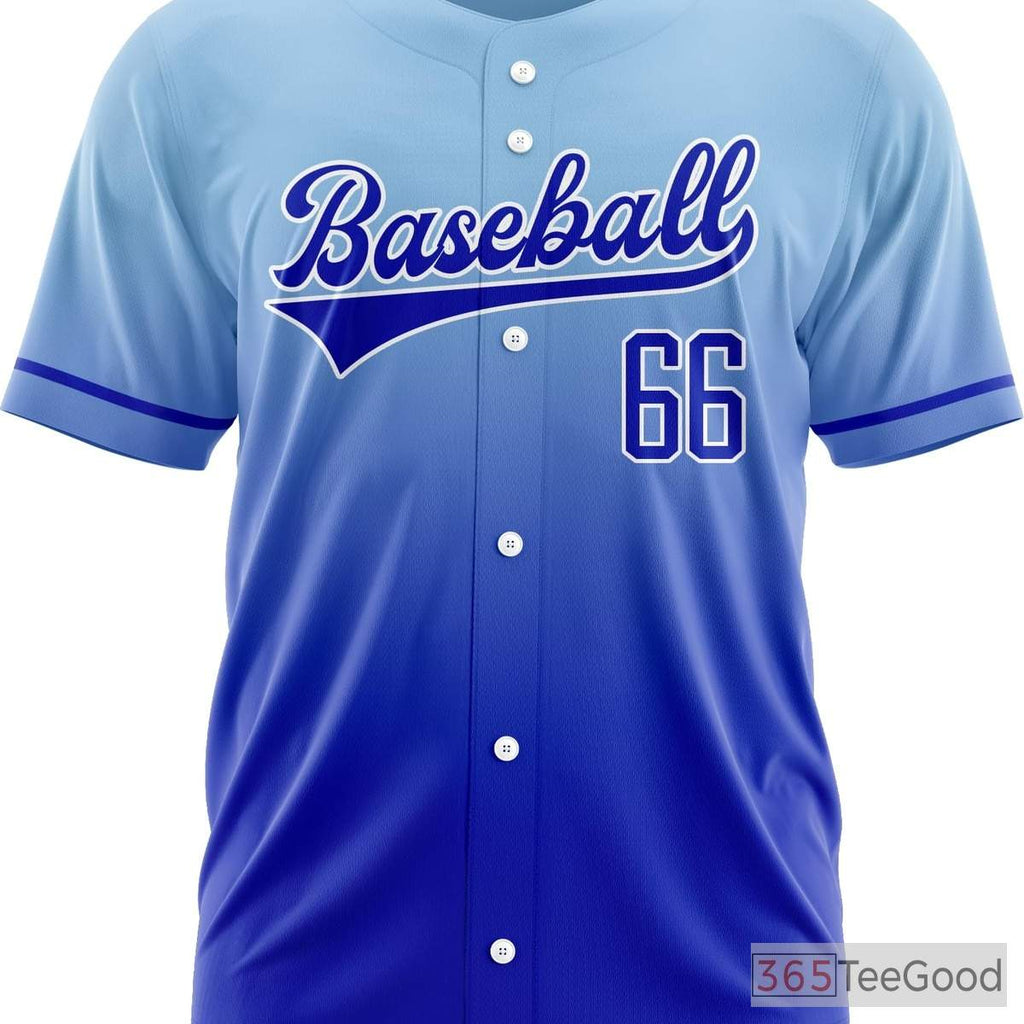 Blue Custom Baseball Jersey Tee for Men & Women - Personalized Name, Number & Logo
