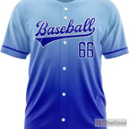 Blue Custom Baseball Jersey Tee for Men & Women - Personalized Name, Number & Logo