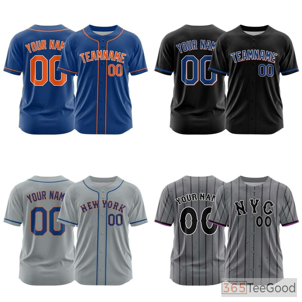 Blue Custom Baseball Jersey Tee Personalized Printed Team Name Number for Men Women