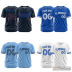 Blue Custom Baseball Jersey Tee - Stitched Name & Number Personalization for Men & Women