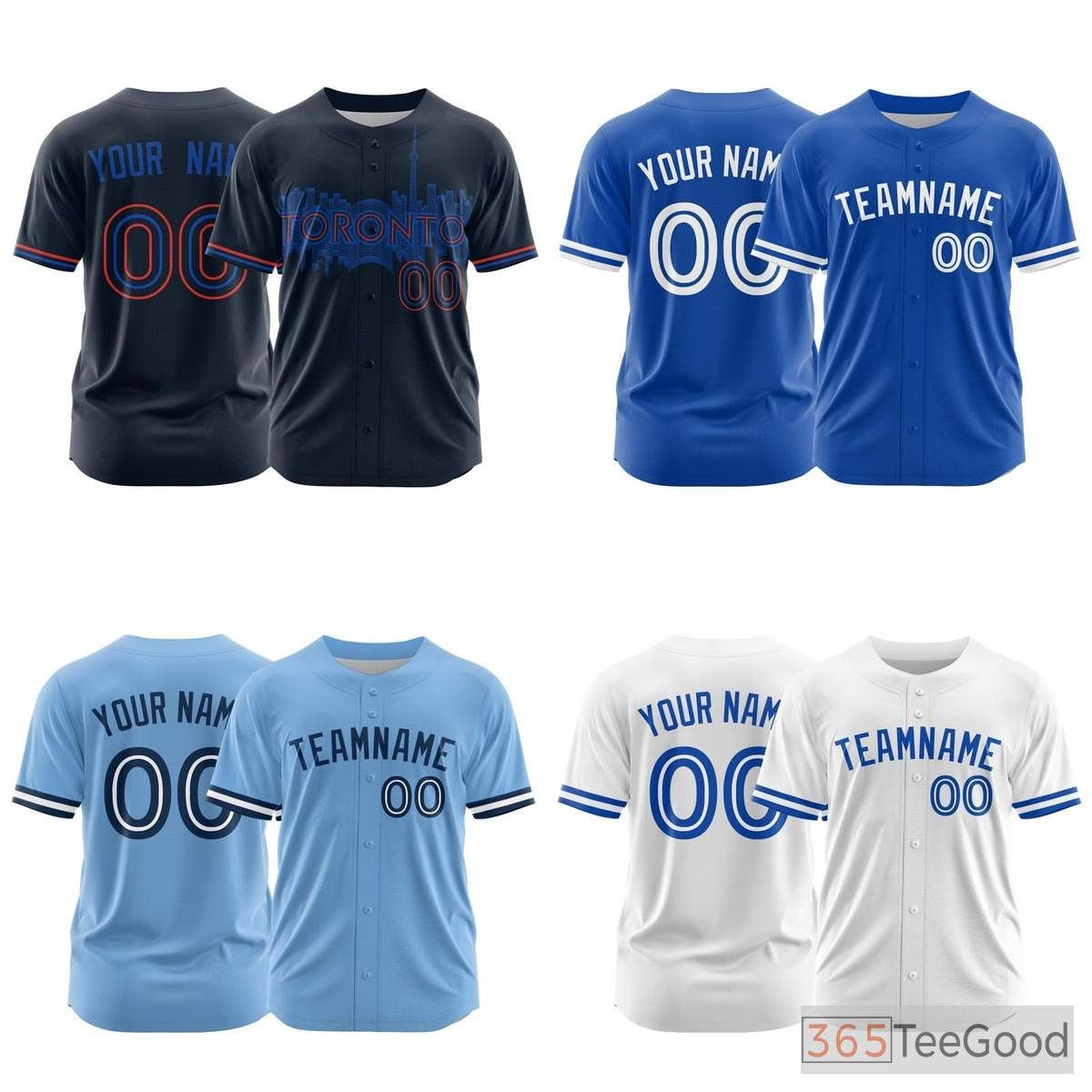 Blue Custom Baseball Jersey Tee - Stitched Name & Number Personalization for Men & Women