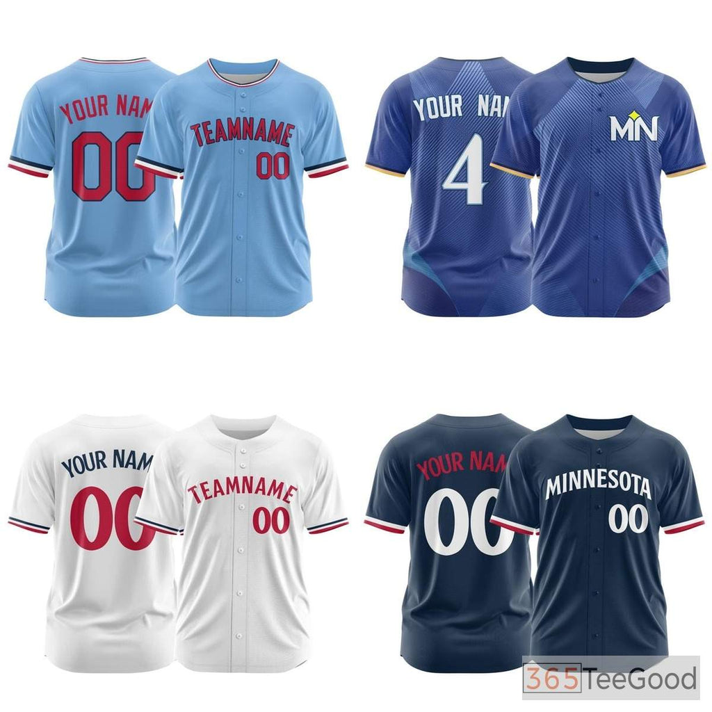 Blue Custom Baseball Jersey Tee Personalized Stitched Team Name Number for Men Women
