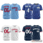 Blue Custom Baseball Jersey Tee Personalized Stitched Team Name Number for Men Women