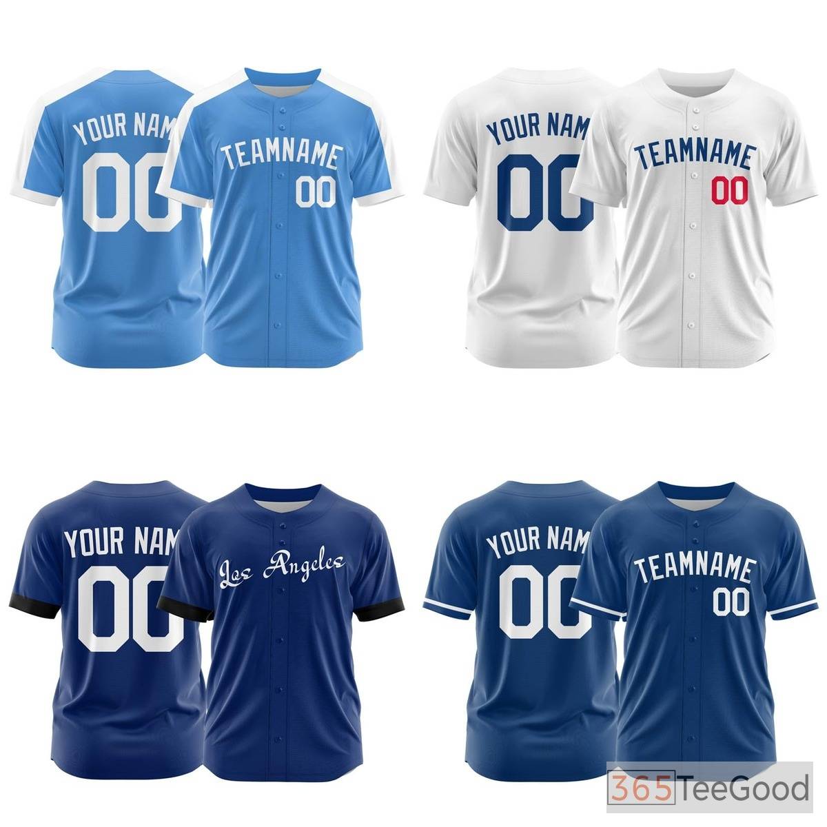 Blue Custom Baseball Jersey Tee - Personalized Stitched Name & Number for Men & Women