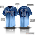 Blue Custom Baseball Jersey Tee for Men & Women - Personalize Stitched Name & Number