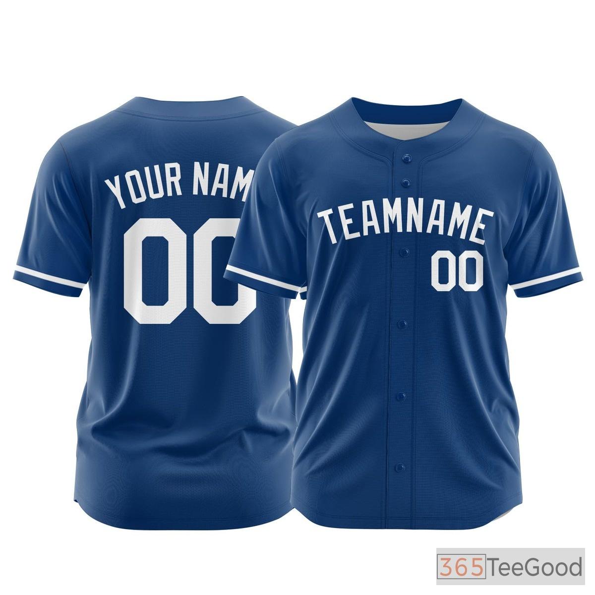 Blue Custom Baseball Jersey Tee - Personalized Stitched Name & Number for Men & Women