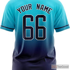 Blue Custom Baseball Jersey Tee for Men & Women - Design Your Own Stitched & Printed Details