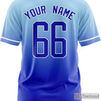 Blue Custom Baseball Jersey Tee for Men & Women - Personalized Name, Number & Logo