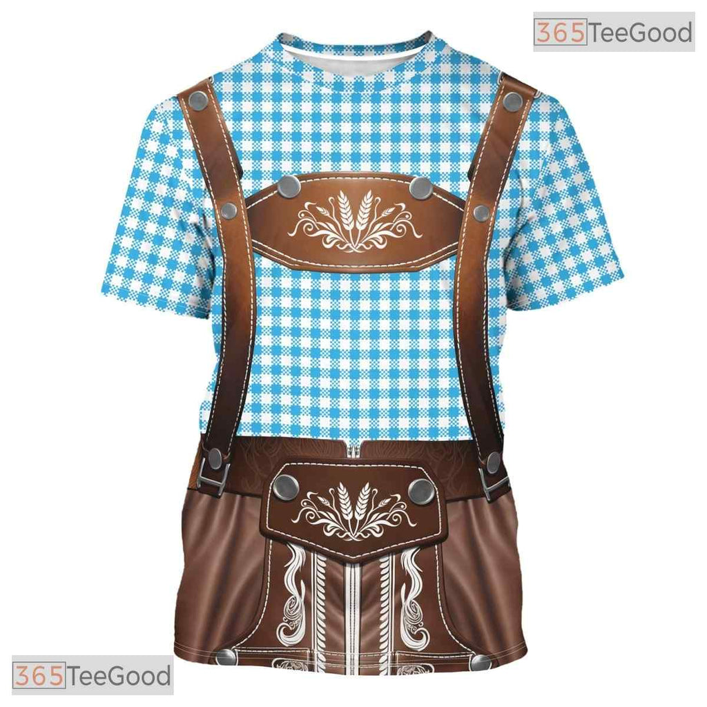 Blue Oktoberfest Beer Costume Graphic 3D Printed Casual Short Sleeve Unisex Shirt