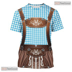 Blue Oktoberfest Beer Costume Graphic 3D Printed Casual Short Sleeve Unisex Shirt