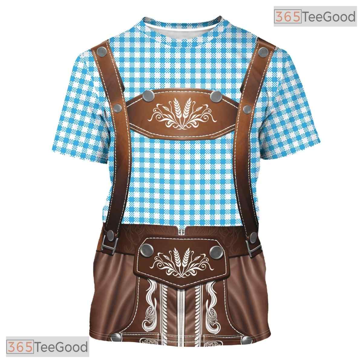 Blue Oktoberfest Beer Costume Graphic 3D Printed Casual Short Sleeve Unisex Shirt