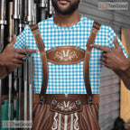 Blue Oktoberfest Beer Costume Graphic 3D Printed Casual Short Sleeve Unisex Shirt