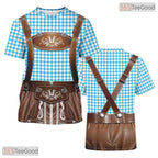 Blue Oktoberfest Beer Costume Graphic 3D Printed Casual Short Sleeve Unisex Shirt