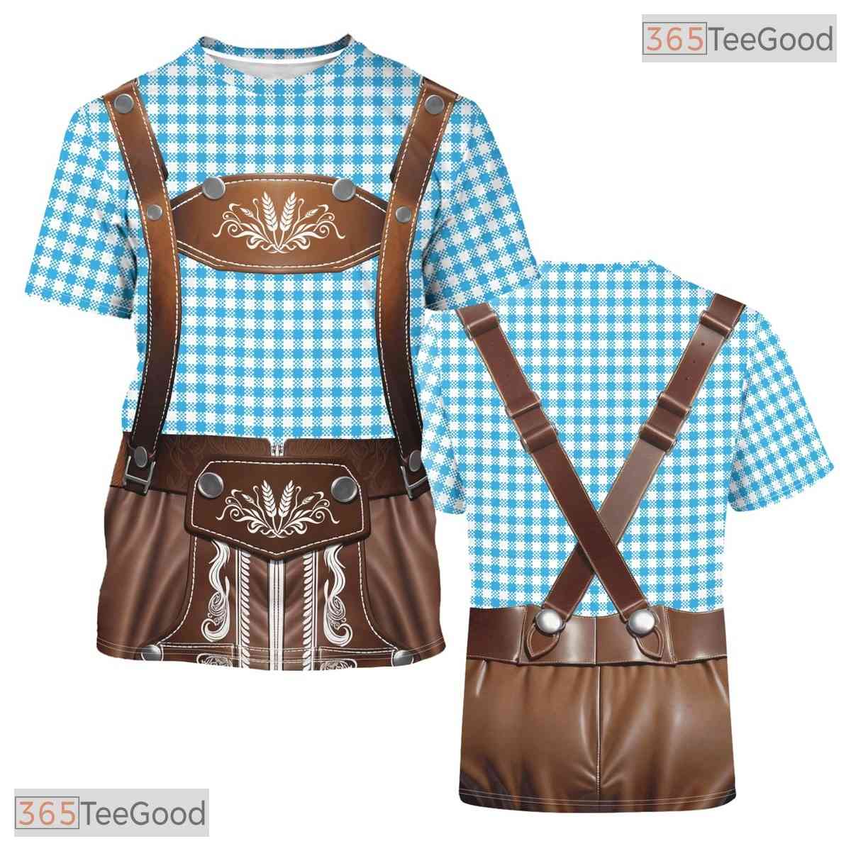 Blue Oktoberfest Beer Costume Graphic 3D Printed Casual Short Sleeve Unisex Shirt