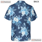 Blue Floral Tropical Hawaiian Shirt- Unisex Beach Vacation Button-Up Aloha Top