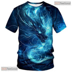 Blue Mythical Dragon Funny Graphic Novelty 3D Printed Casual Unisex T-Shirt Tops