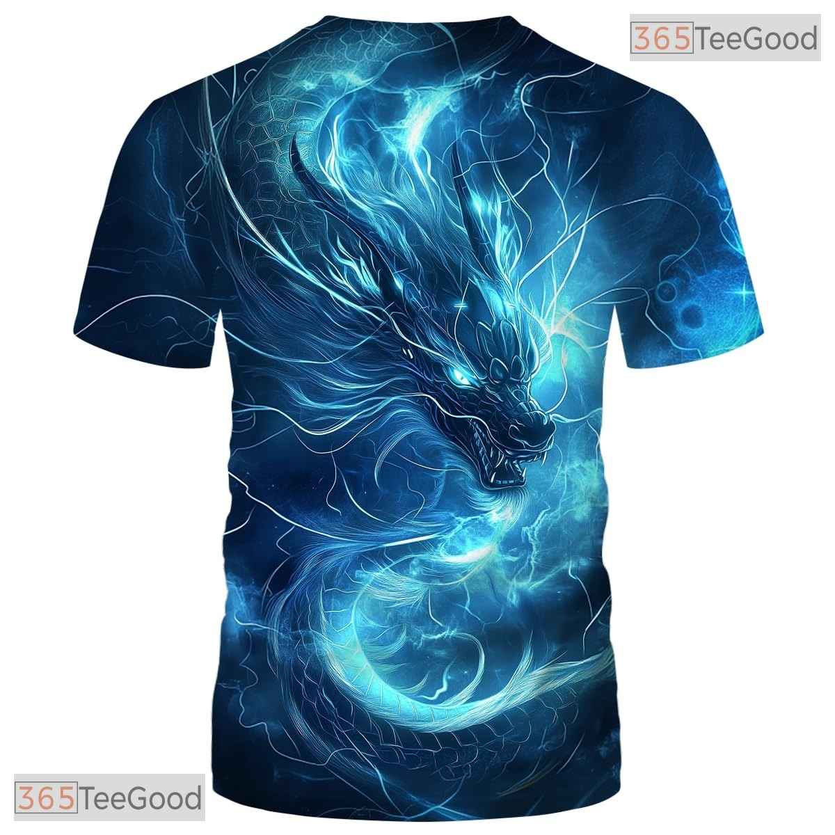 Blue Mythical Dragon Funny Graphic Novelty 3D Printed Casual Unisex T-Shirt Tops