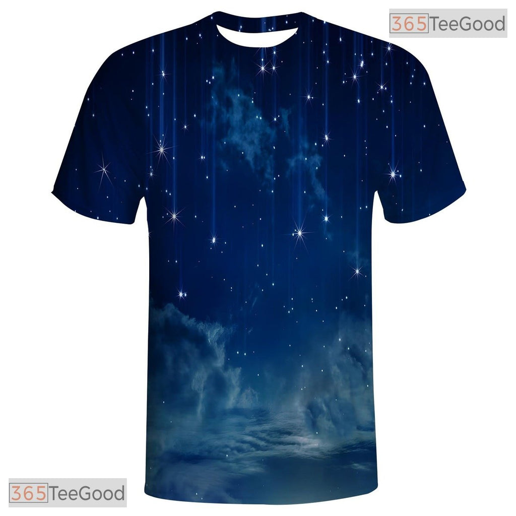 Blue Galaxy Space Basketball Graphic 3D Printed Short Sleeve Unisex T-Shirt Tops