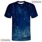 Blue Galaxy Space Basketball Graphic 3D Printed Short Sleeve Unisex T-Shirt Tops
