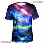 Deep Blue Galaxy Planet Space Graphic 3D Printed Casual Unisex T-Shirt Styles