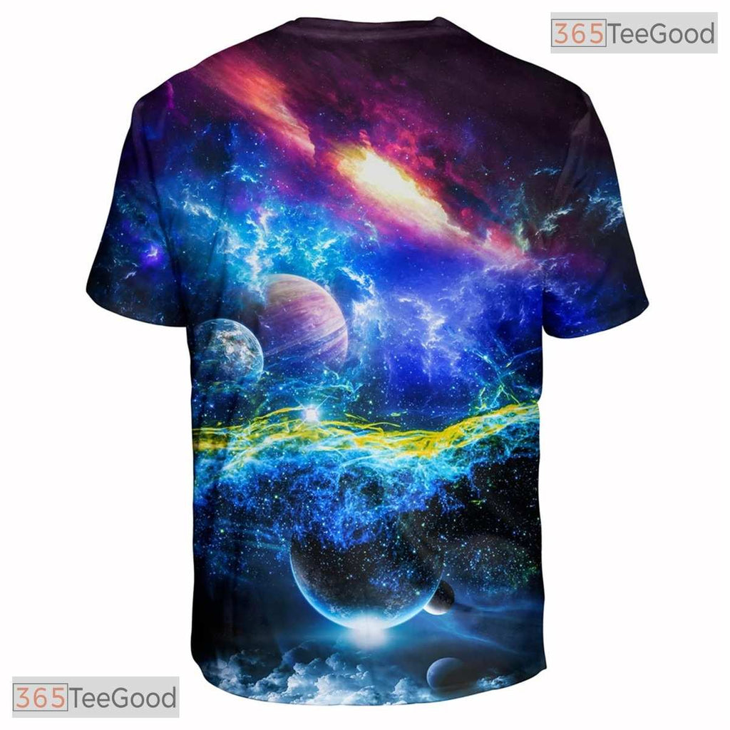 Deep Blue Galaxy Planet Space Graphic 3D Printed Casual Unisex T-Shirt Styles
