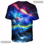 Deep Blue Galaxy Planet Space Graphic 3D Printed Casual Unisex T-Shirt Styles