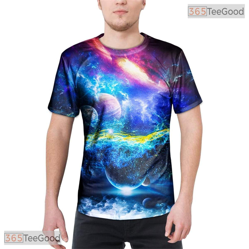 Deep Blue Galaxy Planet Space Graphic 3D Printed Casual Unisex T-Shirt Styles