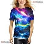 Blue Galaxy Planet Space Cosmic Graphic 3D Printed Casual Unisex T-Shirt Top