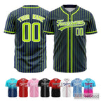 Blue Green Striped Baseball Jersey Tee for Men & Women - A vibrant look for everyday comfort